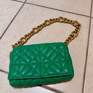 Zara Green Shoulder Bag Gold Chain